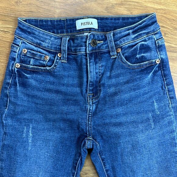 Pistola Special A Skinny Distressed Jeans Women's Dark Wash Sz 25 Mid Rise - Picture 3 of 10
